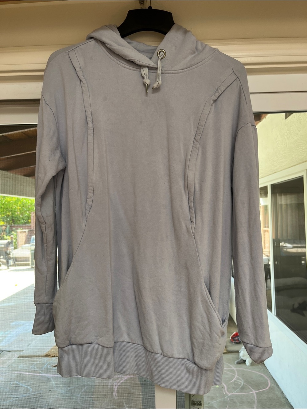 Women’s Powder Blue Nursing Drawstring Pullover Hoodie